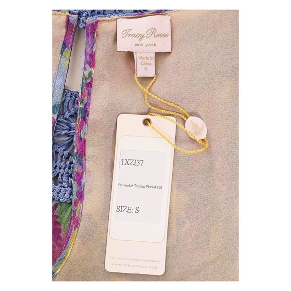 TRACY REESE NWT Periwinkle Trailing Floral Crochet Trim Tie Back Dress - Picture 8 of 9